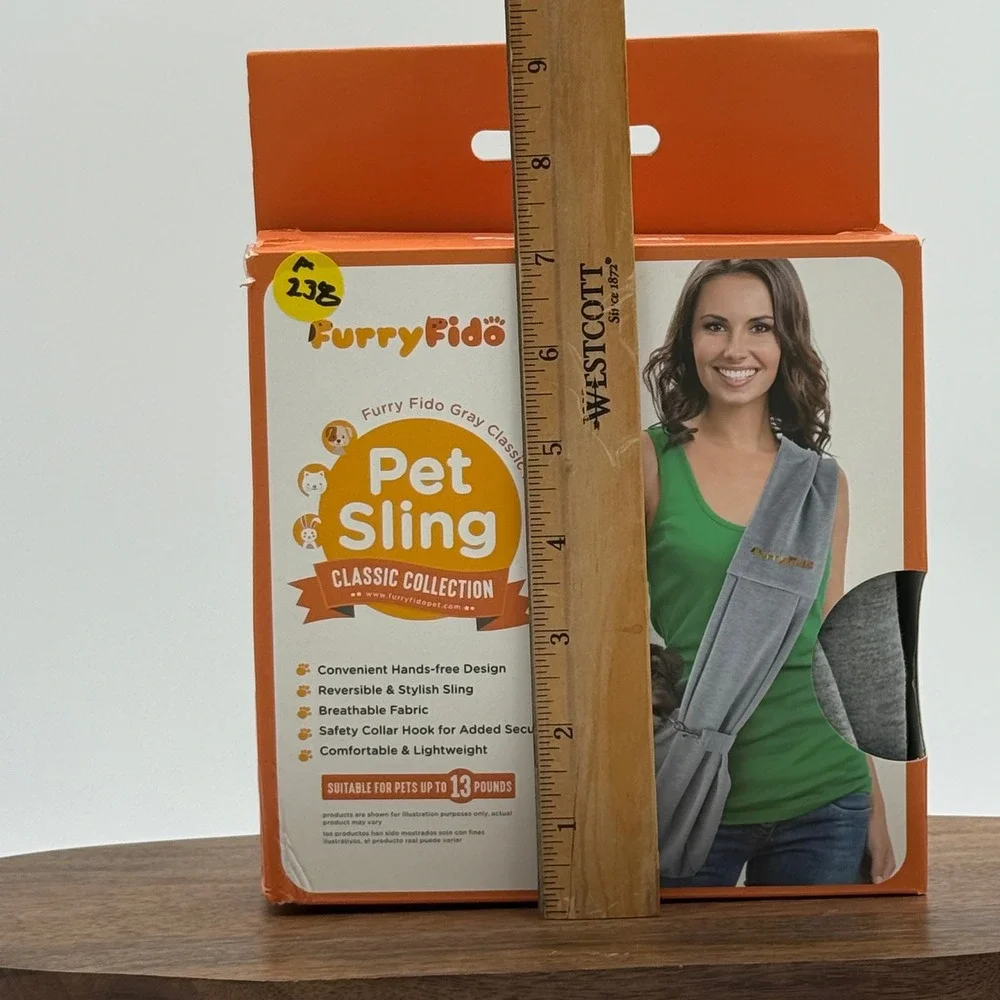 FurryFido Gray Classic Pet Sling Reversible Hands-Free Carrier for Small Pets